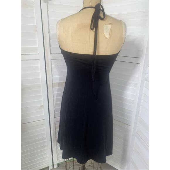 y2k Baby Phat Halter Mini Black Short Dress Backless Silver Chainmail Sz Medium - Picture 6 of 9